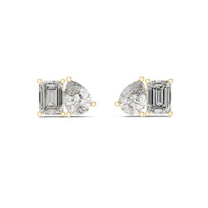 Pendientes de Oro Rosa de 14K con Esmeralda y Diamante Cultivado en Laboratorio en Forma de Pera para Mujer |   Ropa de Oficina |   Diamante Cultivado Nuevo - Product Image 6
