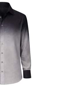 Chemise Formelle Homme Ombrée Noir-Gris en Coton Premium à Manches Longues Boutonnée – Tenue Décontractée Chic – Fabricant OEM Personnalisé – Vente en Gros - Product Image 4
