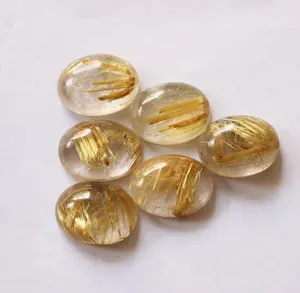 天然金红石椭圆形光滑凸圆形珠宝制作各种尺寸DIY宝石珠宝半珍贵