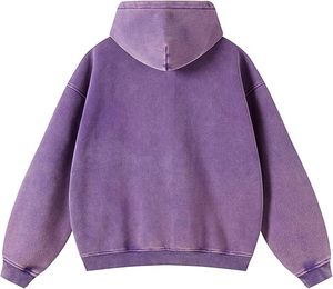 Sudadera con capucha de algodón para mujer, personalizada, con doble cremallera, extragrande, de forro polar grueso, con lavado ácido y efecto vintage desgastado - Product Image 6