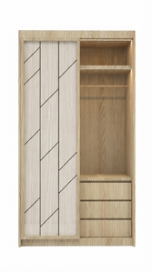 Armoire en bois moderne avec portes coulissantes en HPL, construction en MDF, meuble de chambre autoportant pour la maison et l'hôtellerie - Product Image 1