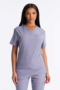 Uniformes Médicos Personalizados para Mujer, Blusa con Cuello en V, 94% Poliéster, 6% Elastano, Antiarrugas, Conjunto de Spa para Enfermeras - Product Image 3