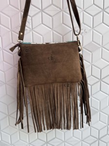 Bolso con flecos de piel de vaca auténtica, bolso con bandolera de piedra turquesa, bolso de estilo occidental hecho a mano Vintage bohemio gitano, bolsos elegantes multiusos - Product Image 3