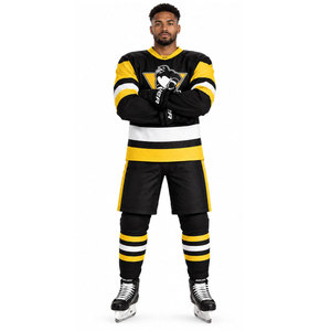 Camiseta de Hockey sobre Hielo de los Pittsburgh Penguins para Hombre, Cuello en V, Manga Larga, Sublimada, Absorbe la Humedad, Corte Regular, Ropa para Adultos - Product Image 2