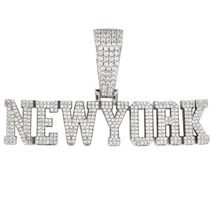 Pendentifs Lettres Personnalisés en Moissanite VVS Sertie de Pierres, Plaqué Rhodium, Luxe Unisexe, Cadeau Hip Hop pour Rappeur - Product Image 1