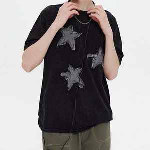 Camiseta de hombre vintage con estampado digital, 100% algodón, estilo urbano, corte holgado, personalizada, extragrande, lavada, de doble capa, larga - Product Image 2