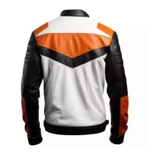Veste de motard en cuir véritable pour homme avec protection CE renforcée, coupe-vent et respirante, manches longues pour homme - Product Image 3