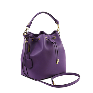 Women's Genuine Leather Bucket Bag Breathable Soft Handle <b>String</b> Closure Modern Style Daily Use - Product Image 6