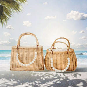 Bolsos de Mimbre Hechos a Mano, Ecológicos, Ligeros, de Verano, con Flores Tejidas Estilo Bohemio, de Vietnam, al Mejor Precio - Product Image 2