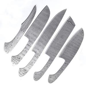 Ensemble de couteaux de chef personnalisés faits à la main Jexmoo avec lame en acier Damas et étui en cuir - Cadeau pour chef - Product Image 3