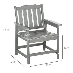 Sedia da pranzo grigia per esterni con schienale a doghe e braccioli, ideale per giardino, bordo piscina, eventi e uso esterno in appartamenti - Product Image 3