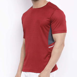 T-shirt uni tricoté en polyester/coton 220g pour homme, col rond, coupe classique, manches courtes, écologique, style streetwear, vente en gros - Product Image 2