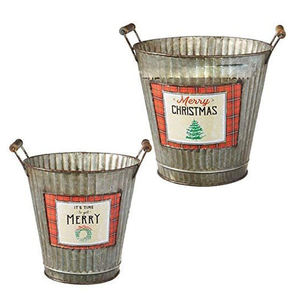 ถังเหล็กเคลือบลายวินเทจแบบคลาสสิกสำหรับตกแต่งวันหยุด เป็นมิตรกับสิ่งแวดล้อม ยอดนิยมสูง เหมาะสำหรับเป็นของขวัญคริสต์มาส - Product Image 1