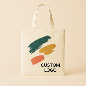 Bolsa de compras de algodón reutilizable con logotipo personalizado, bolsa de compras orgánica lisa, bolsa de lona de algodón personalizada - Product Image 4