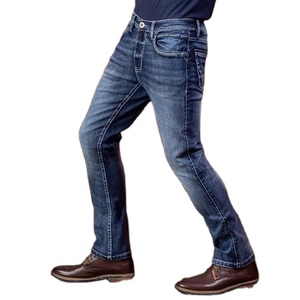 Custom Men's Lightweight High <b>Elastic</b> Straight <b>Jeans</b> Casual Trousers Breathable Garment Dyed 100% Cotton Denim Stretch Pants - Product Image 3