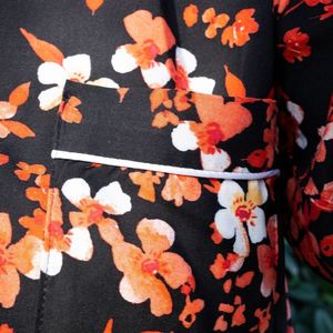 <b>Women</b> <b>Black</b> Orange Floral Print Pajama Set Long Sleeve Button Up Shirt Matching <b>Pants</b> Soft Sleepwear Custom Apparel Manufacturer - Product Image 4