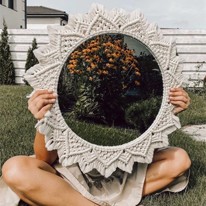 Industrial Quality Bedroom Decor Handmade Woven Frame Boho Tapestry Bohemia Indoor Decorative <b>Macrame</b> Mirror Wall Hanging - Product Image 6