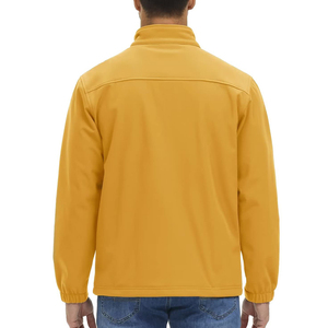 Veste softshell homme couleur moutarde, fermeture éclair, col montant, coupe-vent, coupe droite, couleur unie, en polyester - Product Image 6