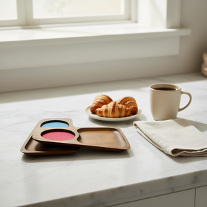 Elegante Bandeja de Servir de Madera con Diseño Impreso para Té, Café, Bocadillos y Desayuno - para Almacenamiento en la Cocina - Product Image 3