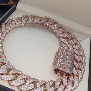 IGI Certified RATAN JEWELS14K Rose Gold Cuban Link <b>Necklace</b> Iced Out VVS Moissanite Diamond Hip Hop Luxury Chain Unisex for Men - Product Image 2