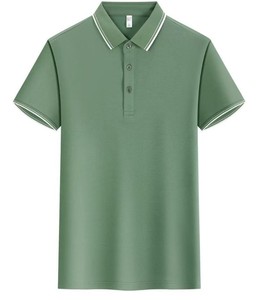 Chemise pour homme sportive à logo personnalisé imprimé, couleur unie, séchage rapide, manches courtes, tissu polyester/coton - Product Image 5