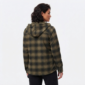 Women's Plaid Fleece <b>Jacket</b> Hooded Full Sleeve Winter Warm <b>Flannel</b> Outerwear <b>Jackets</b> Women <b>Flannel</b> <b>Jacket</b> With Sherpa Lining - Product Image 2
