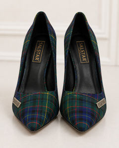 Vente en gros de chaussures à talons aiguilles pour femmes, spéciales mariage, personnalisées, à motif écossais, à bout pointu, avec logo de marque personnalisé - Product Image 1