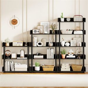 Étagère ouverte anti-basculement à 5 niveaux avec pieds surélevés, présentoir noir pour la maison et le bureau - Product Image 4