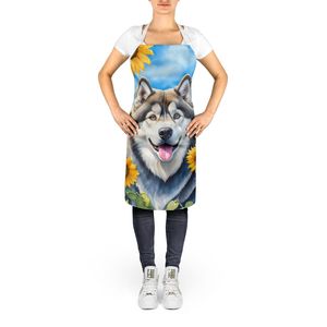 Malamute d'Alaska Tournesols Tablier de cuisine unisexe pour adultes Grand serveur de cuisine multicolore pour la pâtisserie et le jardinage - Product Image 2