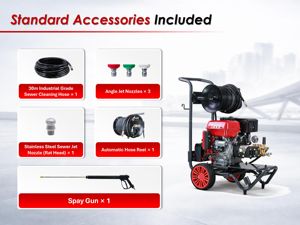 Máquina de <span class=keywords><strong>Limpieza</strong></span> de Tuberías de Alta Presión con Motor de Gasolina de 15 HP, 150 Bares, 2175 PSI, para Desagües de Alcantarillado de 300 mm y <span class=keywords><strong>Limpieza</strong></span> de Grandes Áreas Exteriores - Product Image 2