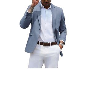 Blazer de Punto Casual de Negocios para Hombre, Corte Entallado, 100% Algodón, Antiarrugas, Color Sólido, Tallas S, M, L - Product Image 3