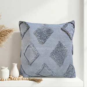 Moroccan Style Tufted Cushion <b>Cover</b> 22x22 Geometric Diamond Pattern Tufted Durable Textured Pillow Case Boho Home Decor - Product Image 3