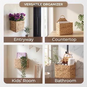 Porte-revues mural multifonctionnel et durable en jacinthe d'eau, style bohème, écologique, panier organisateur naturel tressé à la main, style ferme - Product Image 5