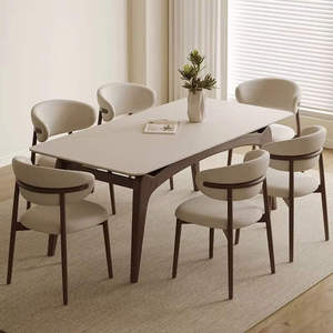 Mesa de Comedor Moderna Daystar Trade con Tapa de Mármol, Patas Curvas de Madera, Muebles de Comedor Contemporáneos de Lujo para 4 Personas - Product Image 4