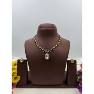 <b>Indian</b> Ethnic Artificial Jewellery Shanaya Victorian Delicate Gold Plated CZ <b>Necklace</b> <b>Set</b> for Bridal - Product Image 5