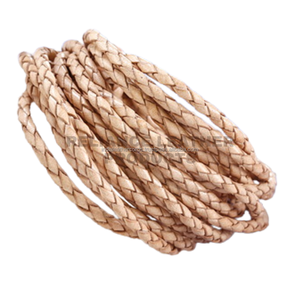 Cordon en cuir tressé rond naturel de 3 mm à âme solide pour la fabrication de bijoux, fournitures artisanales et accessoires, longue durée - Product Image 2