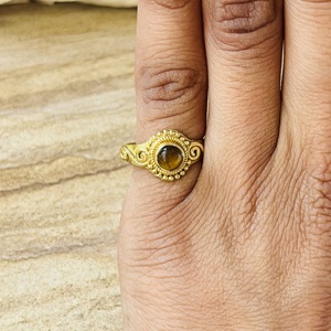Elegant Style Tiger Eye <b>Ring</b> Vintage Brass Spiral Design <b>Ring</b> <b>Statement</b> Gold Plated Tribal <b>Ring</b> Bedded Texture Wholesale <b>Ring</b> - Product Image 2