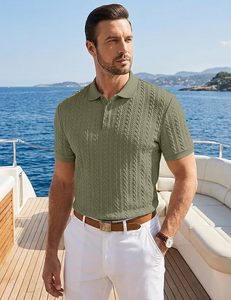 Camisa Polo Casual de Punto para Hombre, Texturizada, de Manga Corta, Elástica, para Golf, Vacaciones de Verano, Playa, con Cuello - Product Image 5
