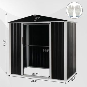 Casetta da Giardino in Metallo 6 X 4 FT Resistente per Esterni con Doppie Porte Scorrevoli Nera per Cortile e Patio - Product Image 6