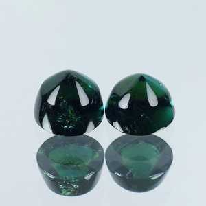 Par de turmalina verde natural, cabujón redondo, piedra preciosa suelta, cristal verde para la fabricación de joyas, anillo, colgante - Product Image 4