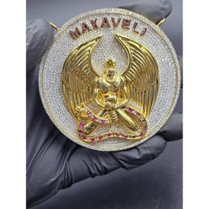 Pendentif médaillon religieux en moissanite et diamant fait main, en argent sterling 925, bijoux de mode - Product Image 1