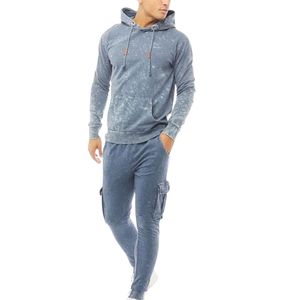 Sudadera con Capucha Azul Claro para Hombre, Manga Larga, Capucha con Cordón, Bolsillo Canguro, Sudadera Deportiva Informal para Uso Diario - Product Image 1