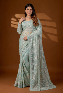 Sari de red suave para mujer, diseño indio de Vexotrend, hermoso diseño Patola, estilo tradicional, para todas las estaciones, para bodas y fiestas, de secado rápido - Product Image 6