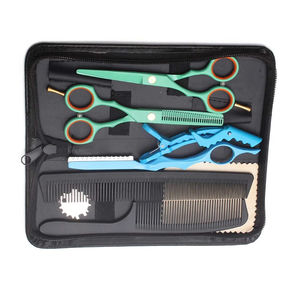 Kit de ciseaux de barbier sur mesure, rasoir, ciseaux à effiler et à couper, étui zippé, ciseaux en acier métallique, peigne, pince, lame tranchante - Product Image 5