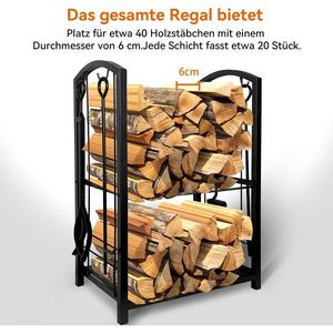 4 pezzi per interni legna da ardere 2-Layer utensili da camino in metallo nero supporto per stufa a legna 45X30 "posate legna da ardere - Product Image 4