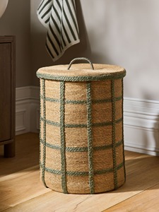 Panier à linge en jonc de mer vert sauge, fait main, écologique, fabriqué au Vietnam, vente en gros - Product Image 2