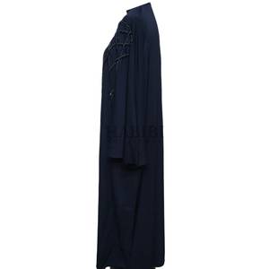 Kimono Abaya élégant de qualité supérieure, ouvert sur le devant, en mousseline, à manches longues, col montant, longueur ras du sol, léger, pour soirée, cousu main - Product Image 2