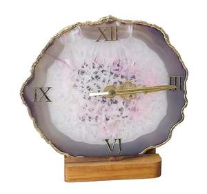 Luxury Handmade Resin Table Clock Ocean Theme Modern Waterproof Oversized Night Light Mechanical Battery Powered Wedding Home - Product Image 2