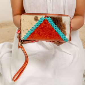 Elegante Cartera de Mano de Cuero con Piel de Vaca Estilo Vintage para Mujer, Hecha a Mano, Moda Occidental, Bolso Multiusos, Accesorio de Verano - Product Image 1