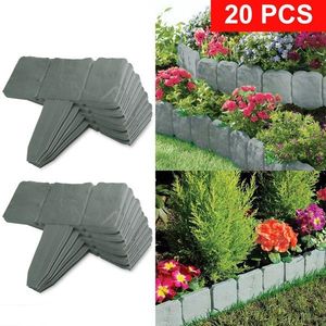 Grey 20\" No-Dig Flexible Lawn <b>Edging</b> Border Garden Hand <b>Tool</b> with Imitation Stone Effect for Flower Beds and Lawn <b>Edging</b> - Product Image 1